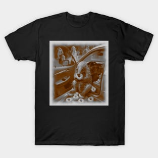 black and white pangolin eating glazed donuts T-Shirt